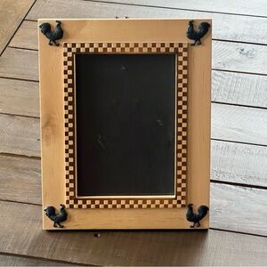 Farmhouse Rooster Picture Frame 5x7 Wood Checker Border Country Kitchen Decor